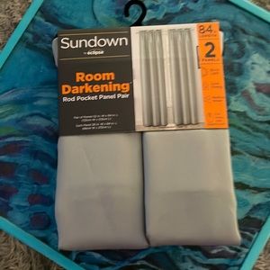 Room Darkening Curtain Panels Blue Steel Color BRAND NEW